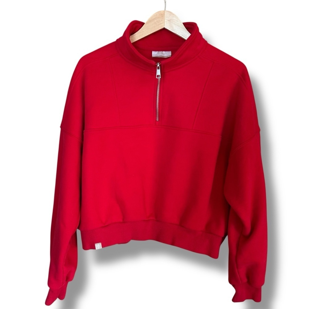 The Weekender Quarter Zip Sweatshirt by Alexander Jane Red L/XL